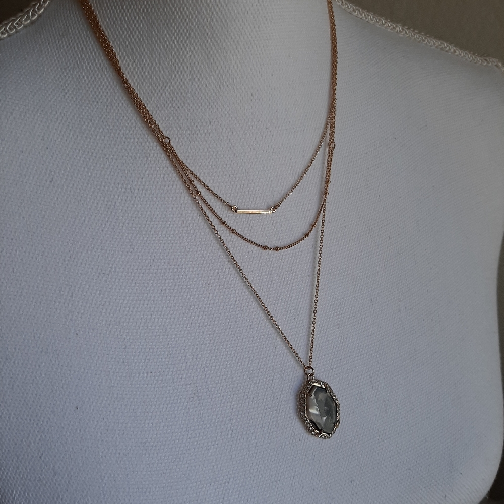 Bauble bar layered necklace gold with a stone